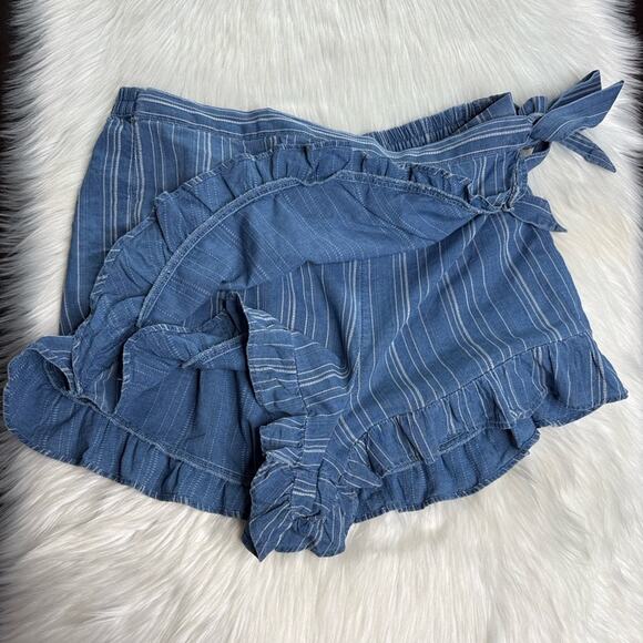 American Eagle Blue Striped High Waisted Skort Short - Picture 6 of 8